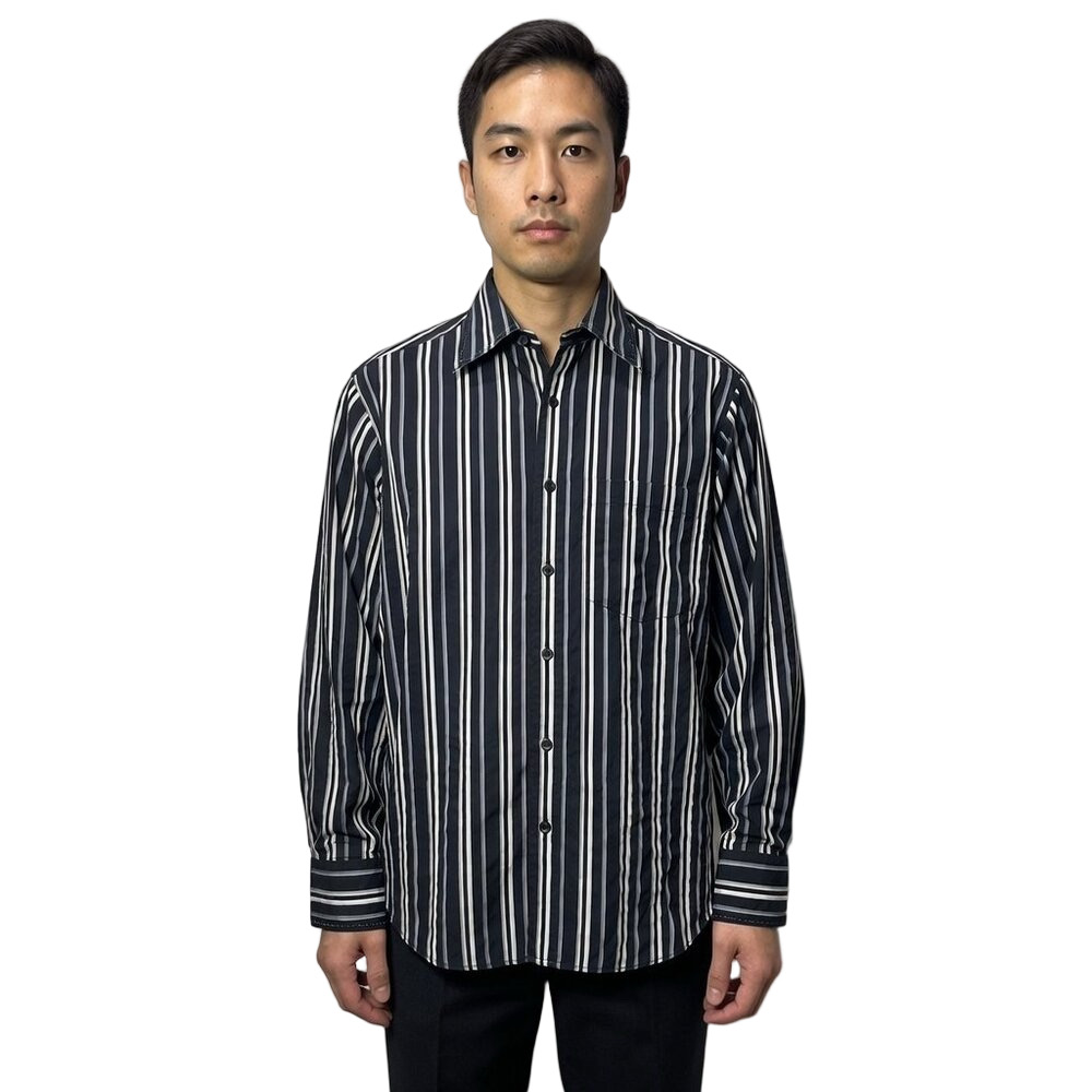 BUGATCHI Umo Mens Button Down Shirt Sz L. Stripe